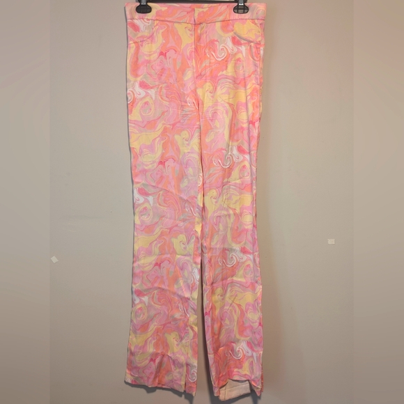 Zara Pants - Zara Retro Womens Flare Pants With Flowers & Split Bottom Size Medium New No Tag
